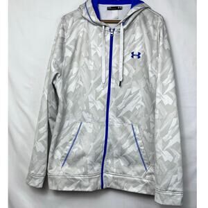 Under Armour Men's Size Large White/Gray Long Sleeve Zip Up Hooded Jacket
